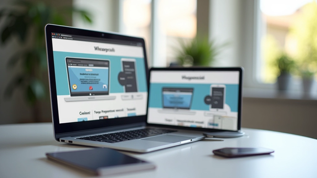 Ecrã de computador portátil mostrando website responsivo com várias resoluções de ecrã