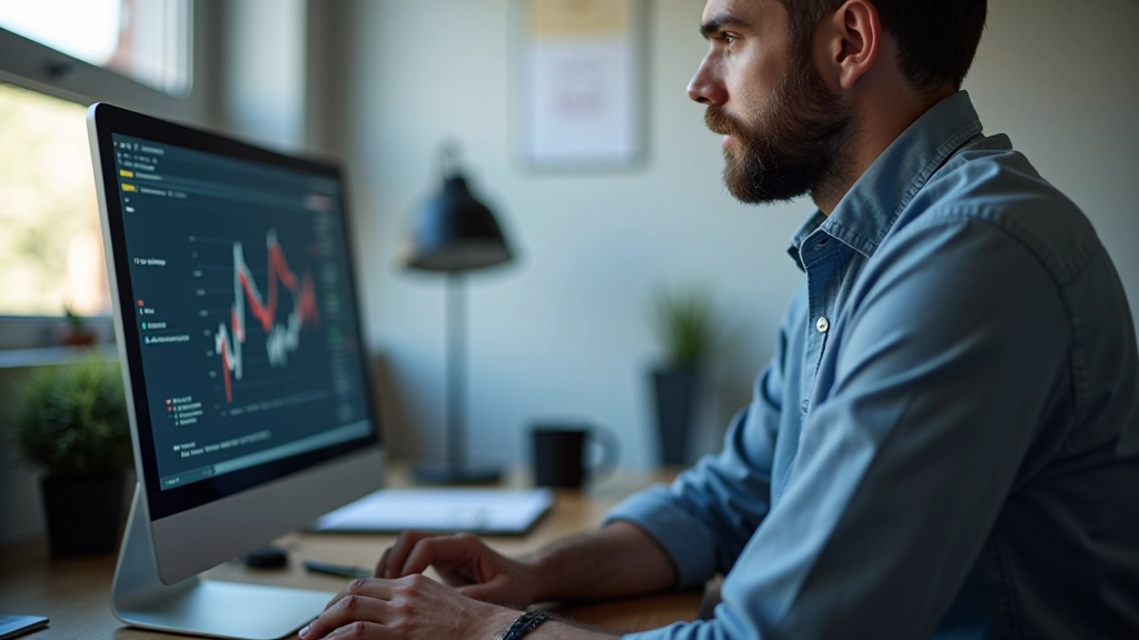 Profissional analisando métricas de desempenho web em tela de computador, focado em dados de Core Web Vitals